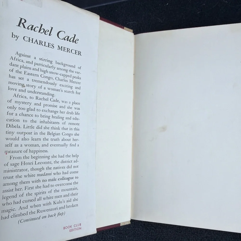 Rachel Cade: A Novel by Charles Mercer 1956 HC/DJ BCE G.P. Putnam's Sons Vintage